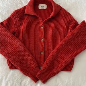 Wilfred Vibrant Red Knit Cardigan